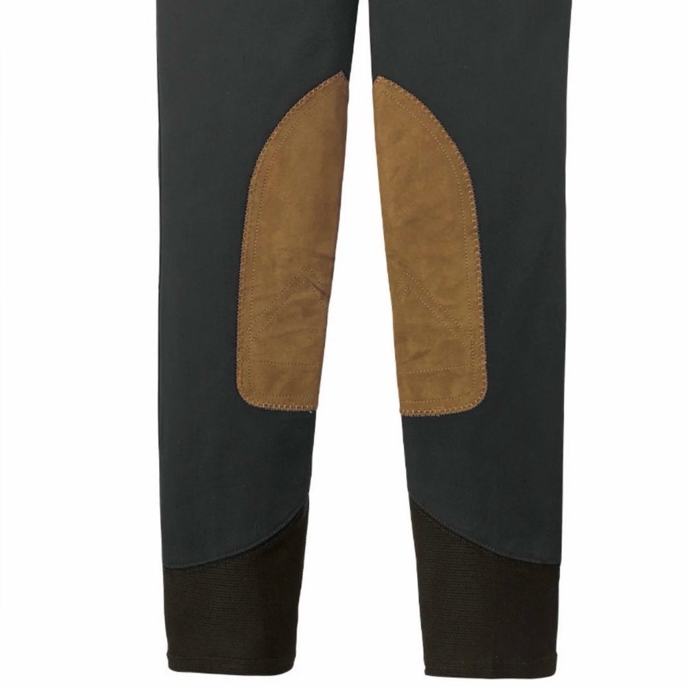 RJ Classics Graphite Riding Breeches with Brown Suede Knee Patches